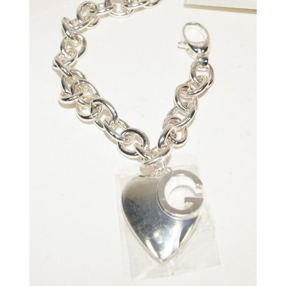 New Gucci Charlotte G Cutout Heart 925 St Silver Charm Bracelet - Italy - Picture 8 of 11